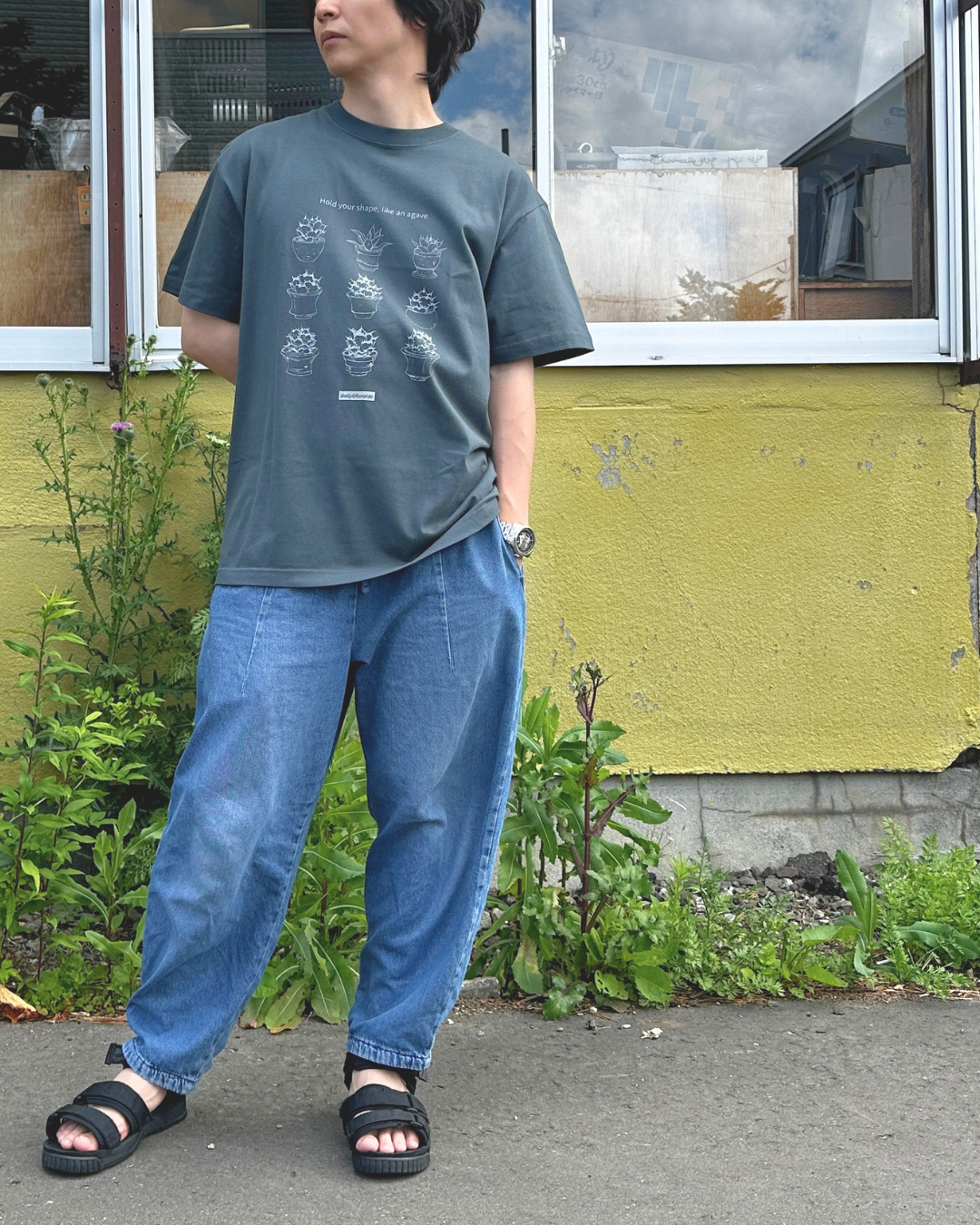 「like an agave」グラフィックTシャツ 多肉植物モチーフ|DAILY LIFE NOIZE