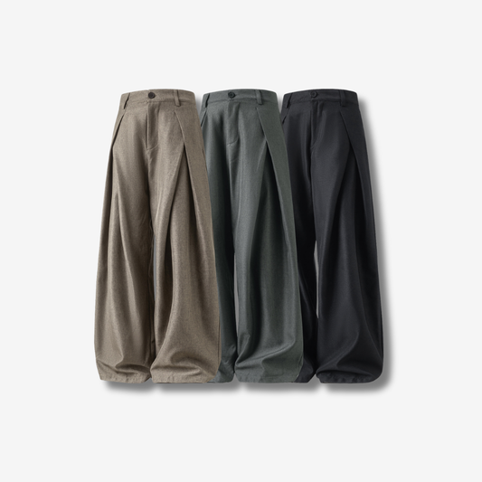 Cross Pleat Wide Leg Dress Pants [DLN019]
