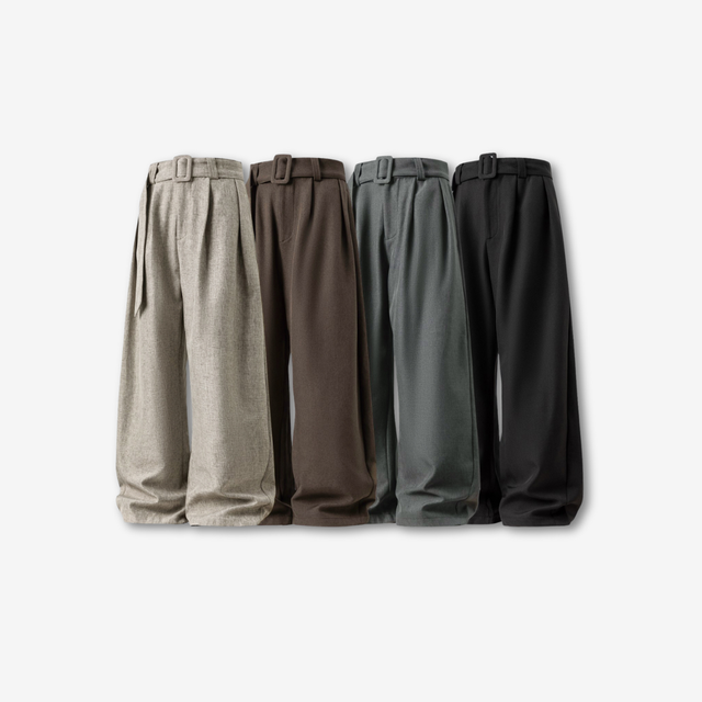 Curve Wide Belt Pants [DLN017]