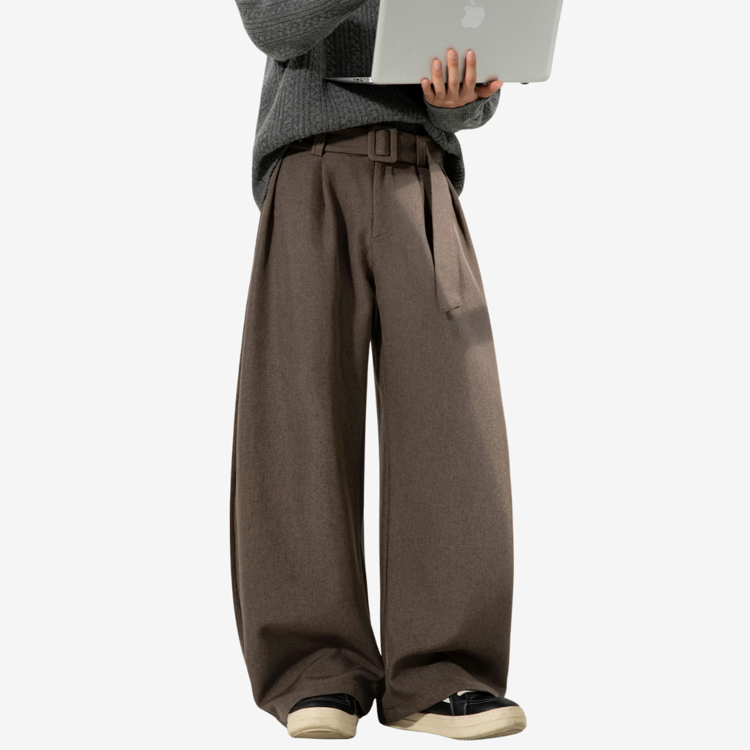 Curve Wide Belt Pants [DLN017]