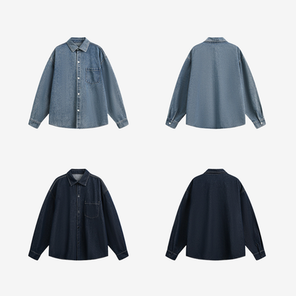 Retro Washed Denim Loose Shirt [DLN020]