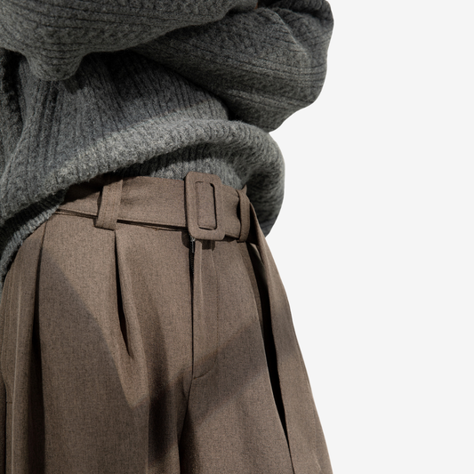 Curve Wide Belt Pants [DLN017]