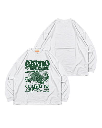 Gapao Rice BOX LS Tee ホワイト 前面大判・背面無地の前後セット