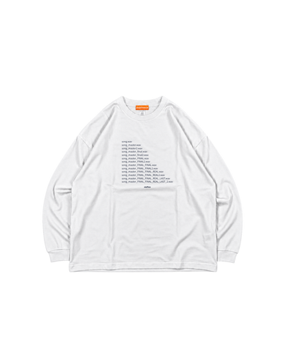 Mastering BOX LS Tee ホワイトボディ NAVY (032) 新素材・正面