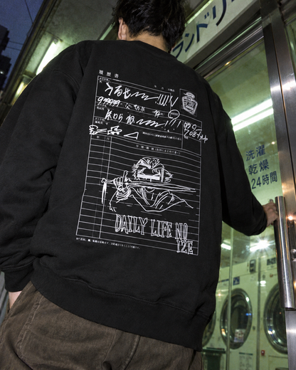 履歴書スウェット ブラック 男性着用・バックプリント