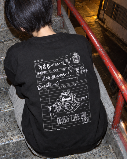 履歴書スウェット ブラック 女性着用・バックプリント