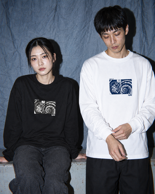 画狂老人卍 ”Shaka” BOX LS Tee ホワイト・ブラック 全カラー着用｜DAILY LIFE NOIZE