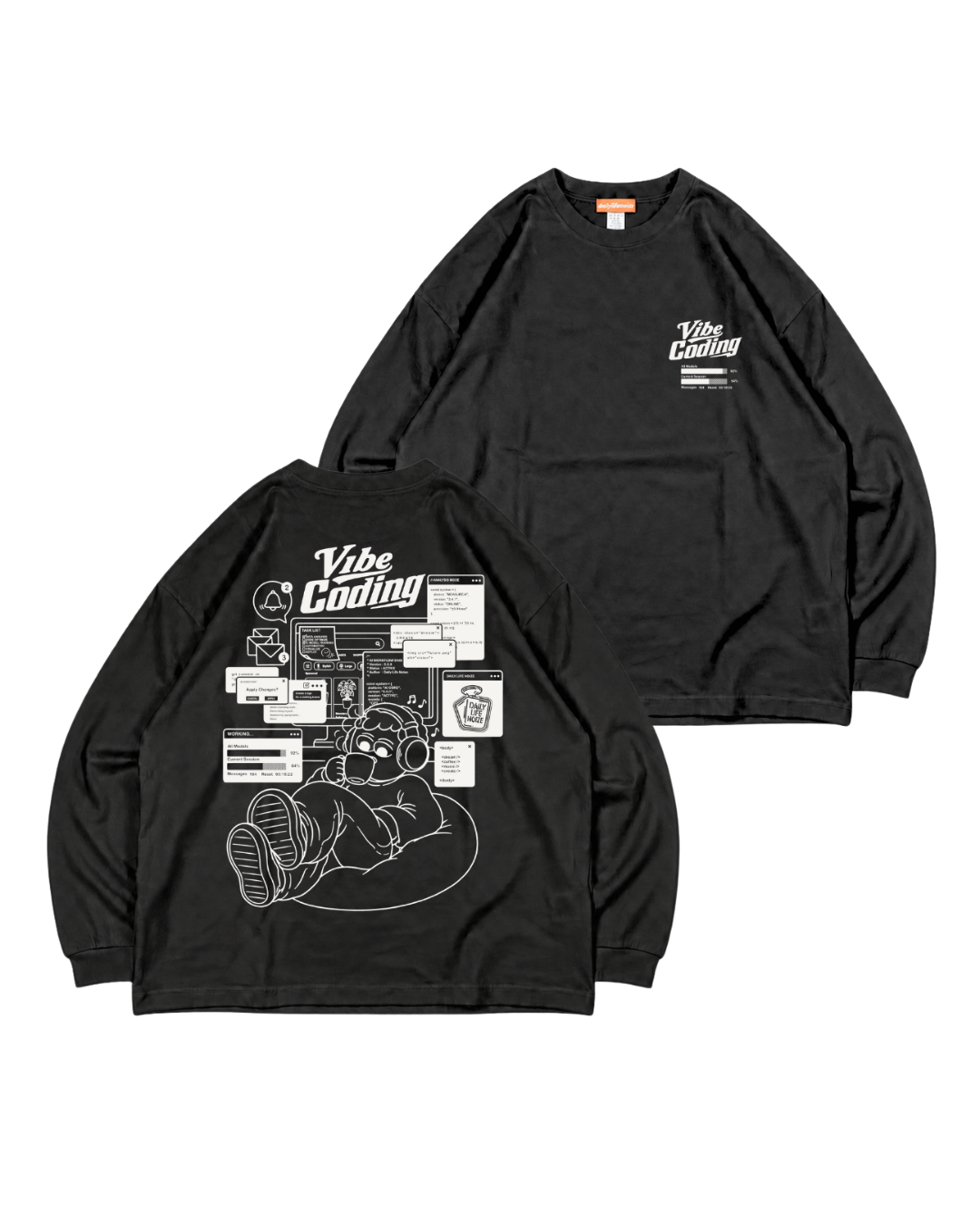 Vibe Coding BOX LS Tee ブラック・OFF WHITE 053 新ボディ 前後ペア