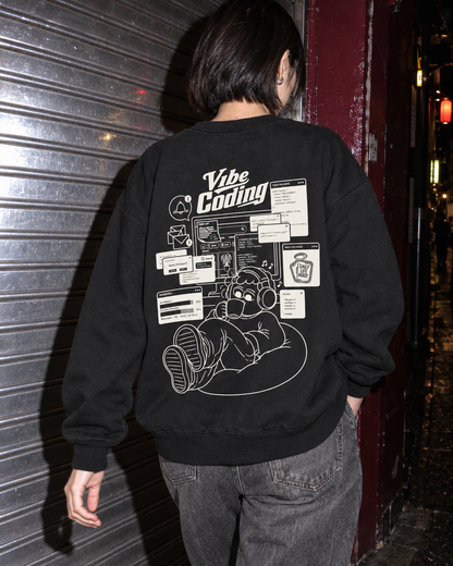 Vibe Coding Sweat ブラック 単体着用｜DAILY LIFE NOIZE