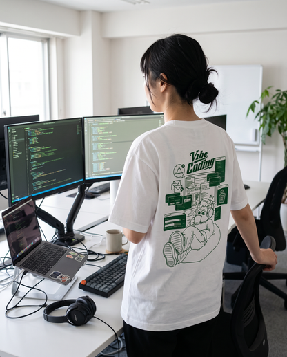 Vibe Coding Tシャツ グリーンプリント詳細｜DAILY LIFE NOIZE
