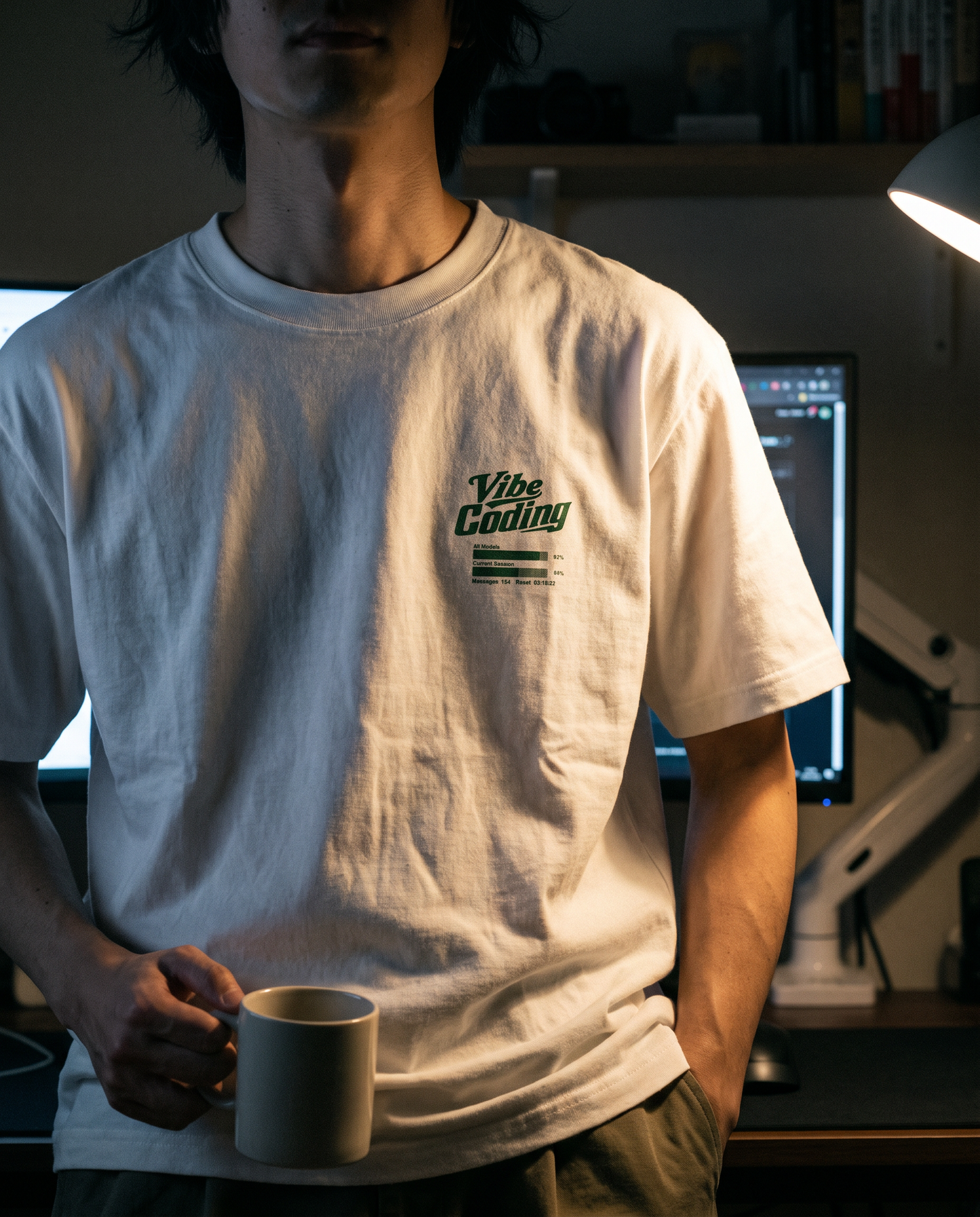 Vibe Coding Tシャツ 左胸プリント・進捗バー｜DAILY LIFE NOIZE